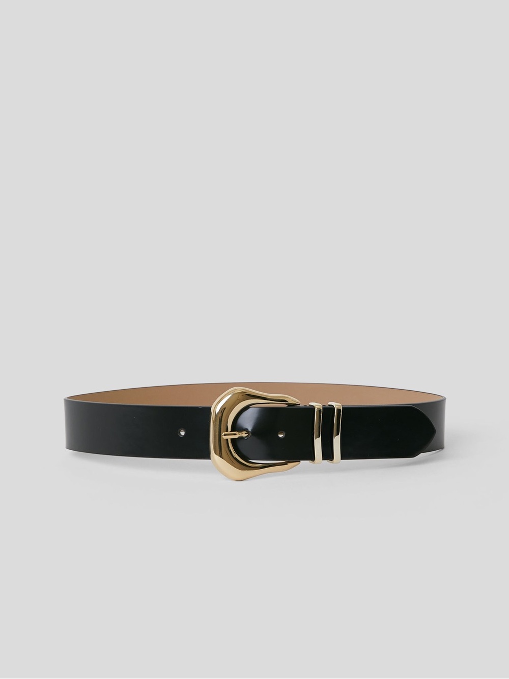 B-Low the Belt Black Leather Belt with Gold Buckle
